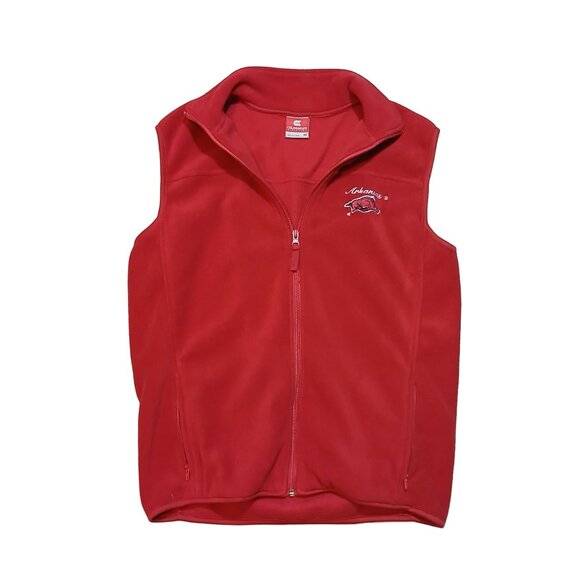 Arkansas Razorbacks Colosseum Athletics Red Fleece Vest Zip Womens Medium - Picture 2 of 10